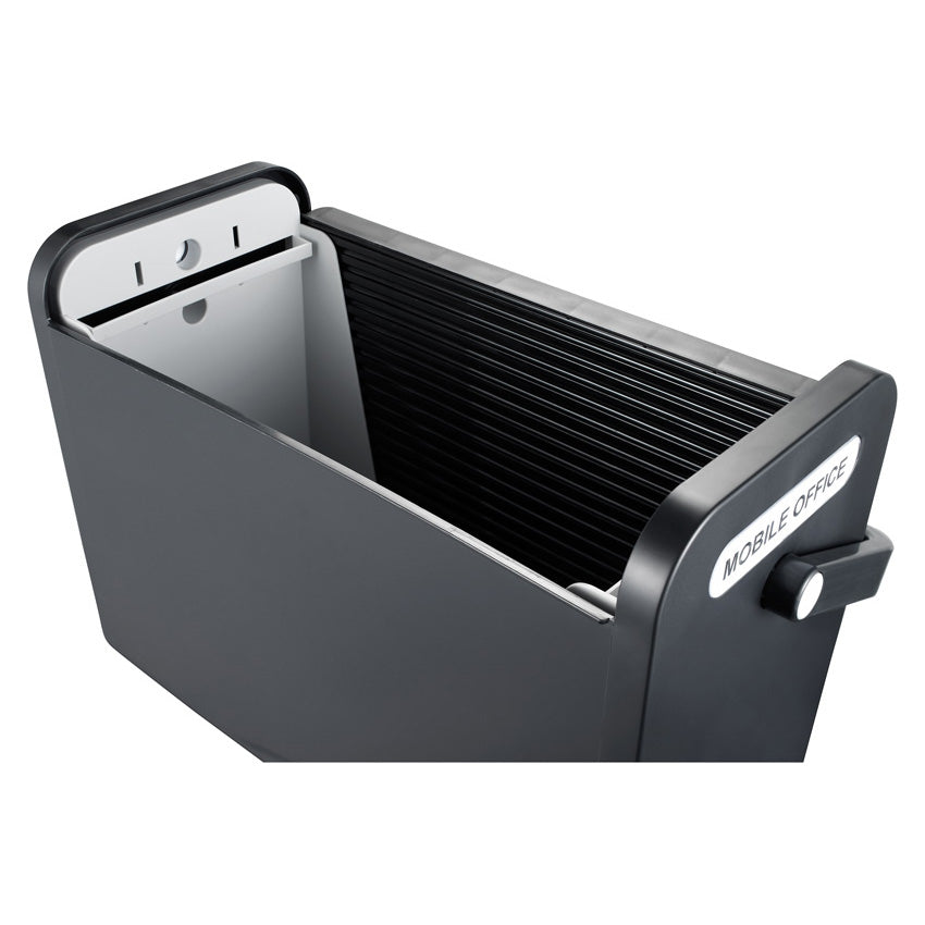 Helit the mobil box Hängemappen-Box A4 – für 25 Hängemappen, mit Rolloverschluss, 425 × 375 × 200 mm, schwarz