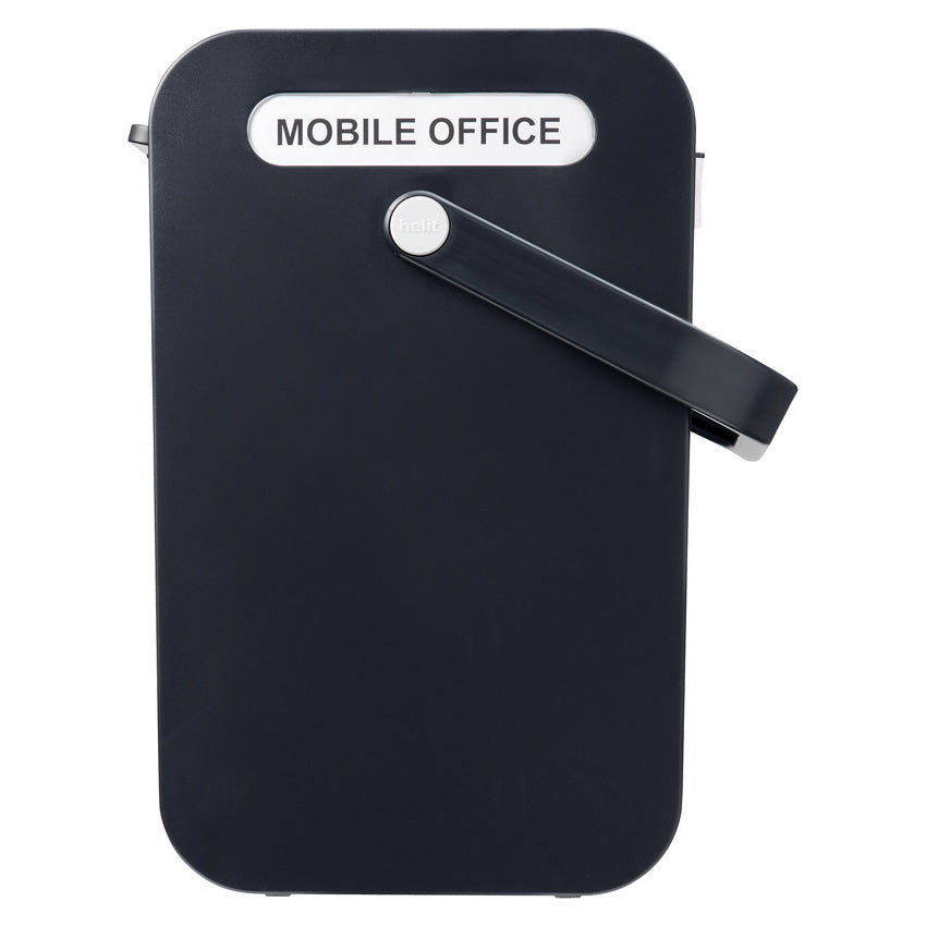 Helit the mobil box Hängemappen-Box A4 – für 25 Hängemappen, mit Rolloverschluss, 425 × 375 × 200 mm, schwarz