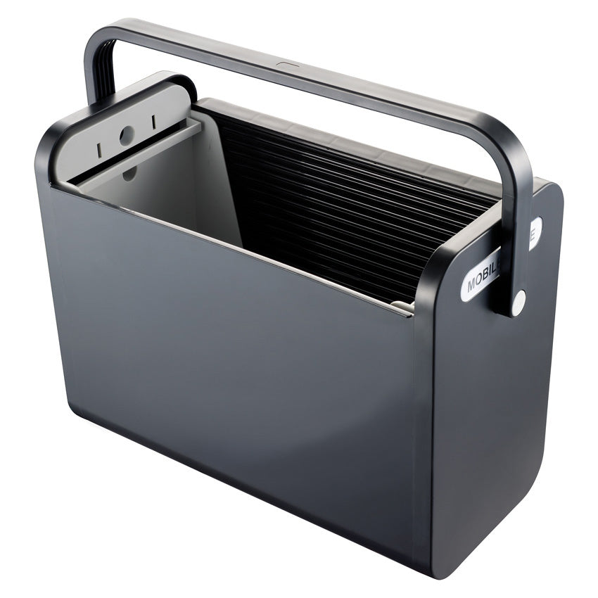 Helit the mobil box Hängemappen-Box A4 – für 25 Hängemappen, mit Rolloverschluss, 425 × 375 × 200 mm, schwarz