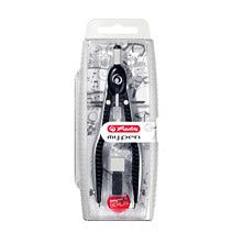 Herlitz my.pen Schnellverstellzirkel – inkl. Ersatzminenbox mit Anspitzmöglichkeit, schwarz, grau