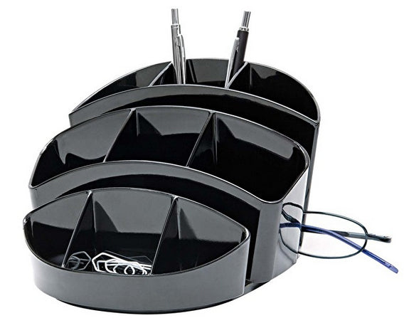 Wedo Stifteköcher – 9 Fächer, schwarz, Polystyrol (PS), B 150 × H 90 × T 135 mm