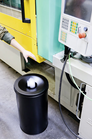 Durable Sicherheitspapierkorb – 60 l – mit Deckel, Stahl – Flammenlöschkopf, Anti-Vakuumsystem – Ø 375 × H 662 mm