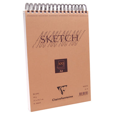 Clairefontaine Skizzenblock – Spiral – 100 Blatt – Braun – mit Mikroperforation – für Bleistift, Kohle, Kreide