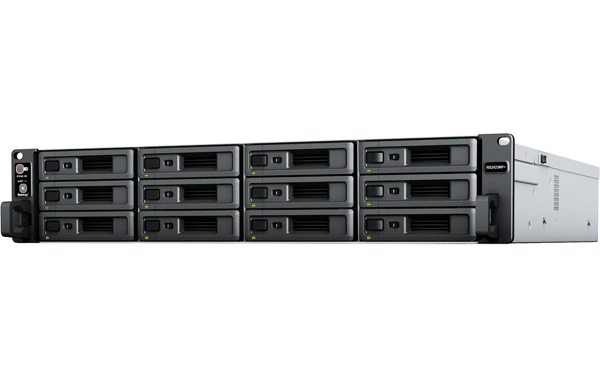 Synology RS2423RP+ – 12-Bay Rack 2U NAS – AMD Ryzen V1780B, 8 GB RAM, 10GbE, DSM, redundantes Netzteil