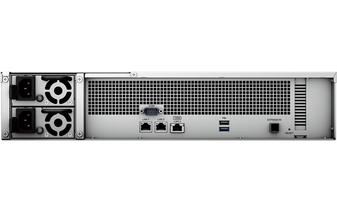 Synology RS2423RP+ – 12-Bay Rack 2U NAS – AMD Ryzen V1780B, 8 GB RAM, 10GbE, DSM, redundantes Netzteil