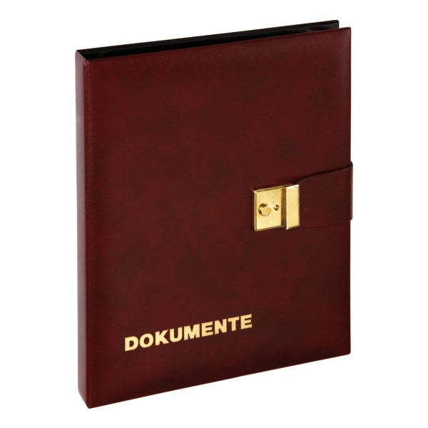 Pagna Dokumentenmappe 30503-31, für A4, 4 Ringe, Lasche mit Schloss und Einstecktasche – Leder – Bordeaux