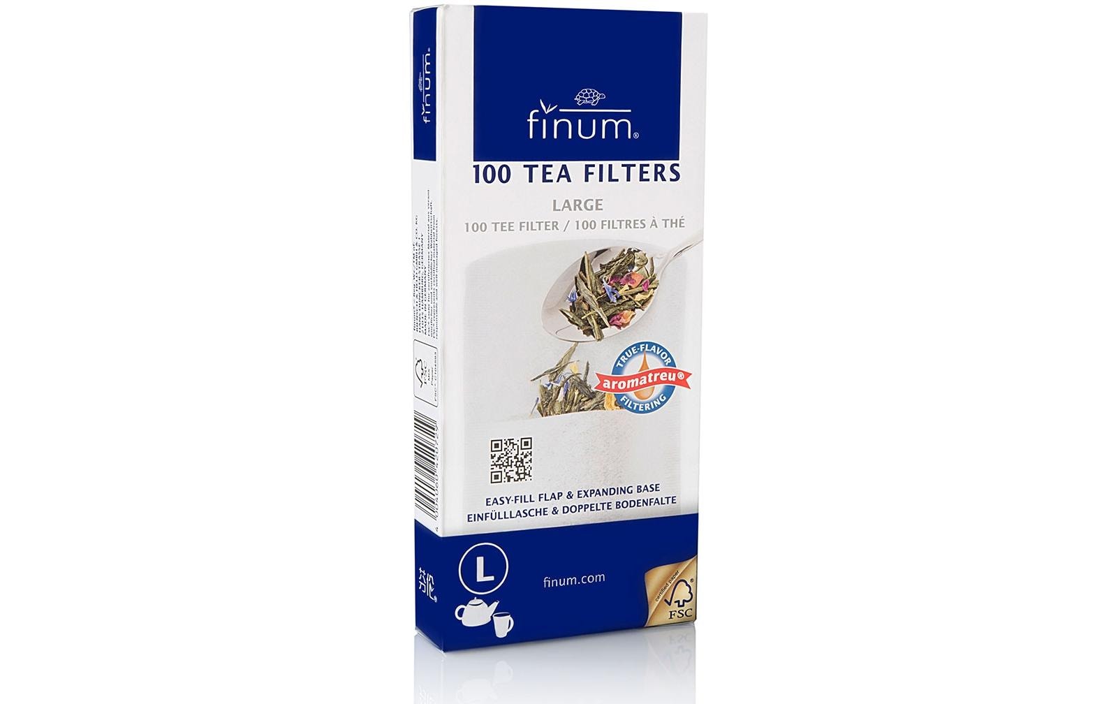 Finum Teefilter (Einweg) Grösse L, 100 Stk., 8,2 × 18,2 cm, Papier, Weiss