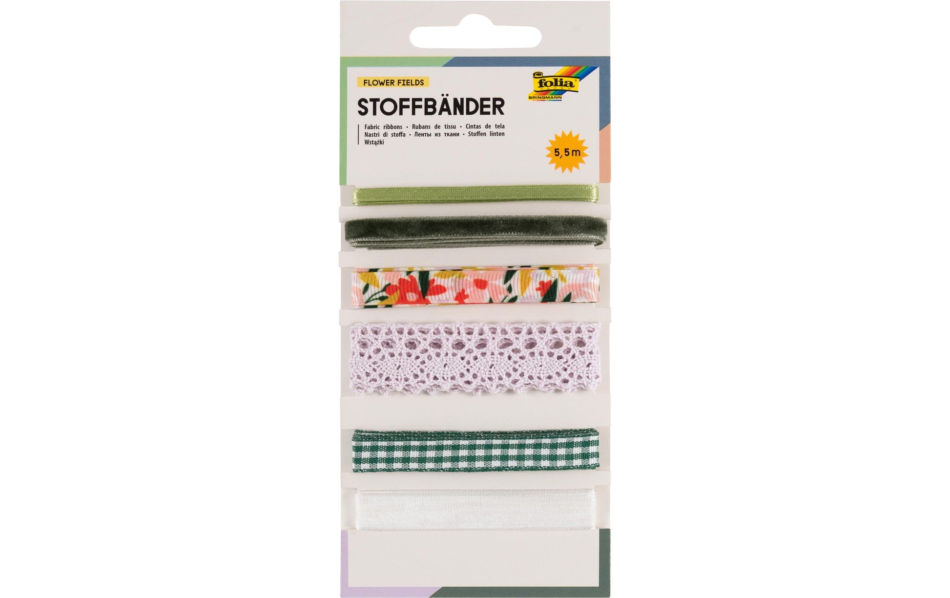 Folia Stoffbänder – Mehrfarbig – 5,5 m, 6 Stück