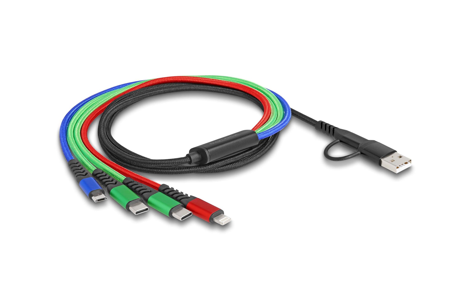 DeLOCK Multi-Kabel – 4-in-1 USB-A/USB-C auf USB-C/Micro-USB/Lightning 1,2 m – für iPhone/Android