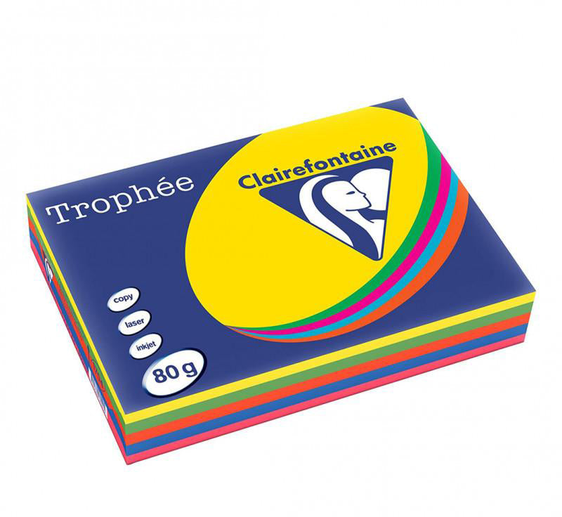 Clairefontaine Kopierpapier – A4, 80 g/m², intensiv sortiert – für Inkjet/Laser/Kopierer – FSC – 500 Blatt