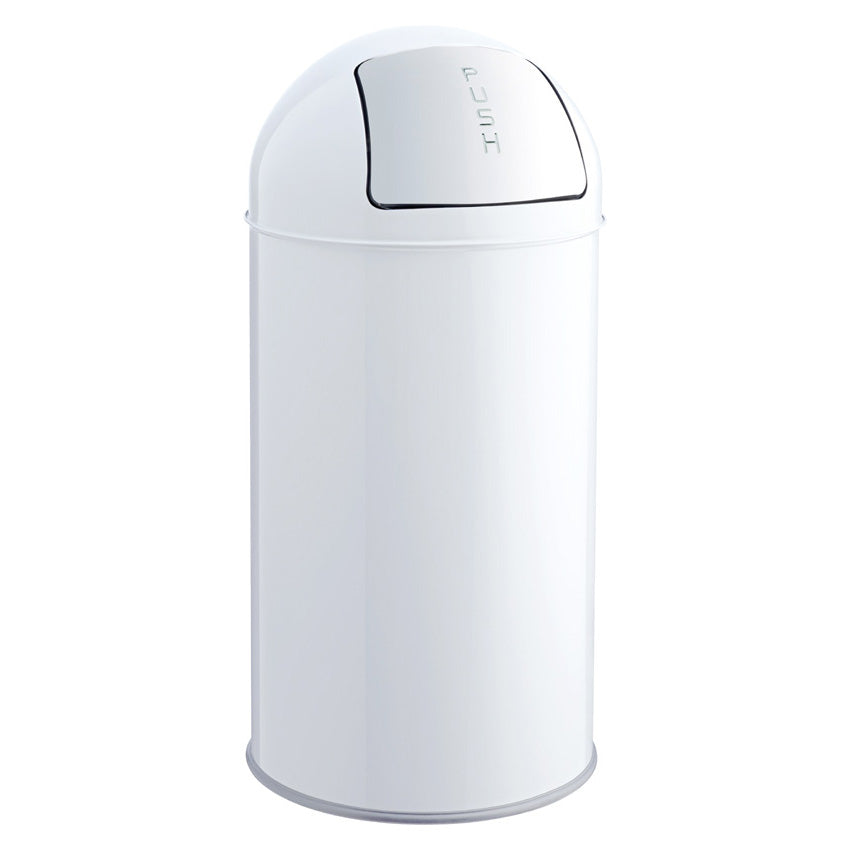 Helit Abfallcontainer – 50 l – mit Deckel – Stahl, Weiss – Ø 360 × H 745 mm