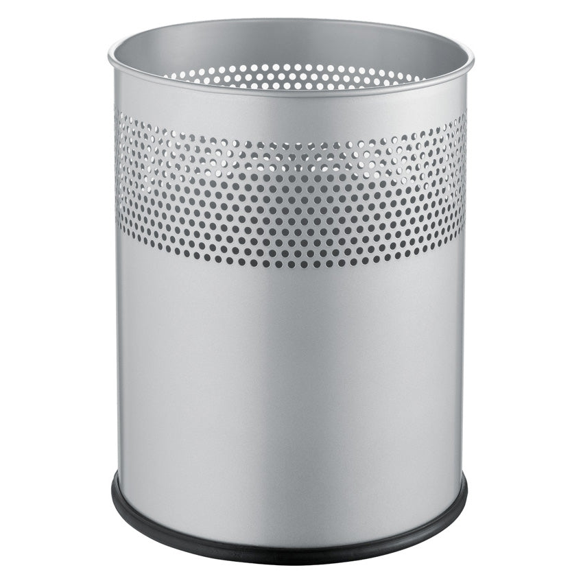 Helit Papierkorb – 15 l – Stahl, Silber – Ø 255 × H 321 mm