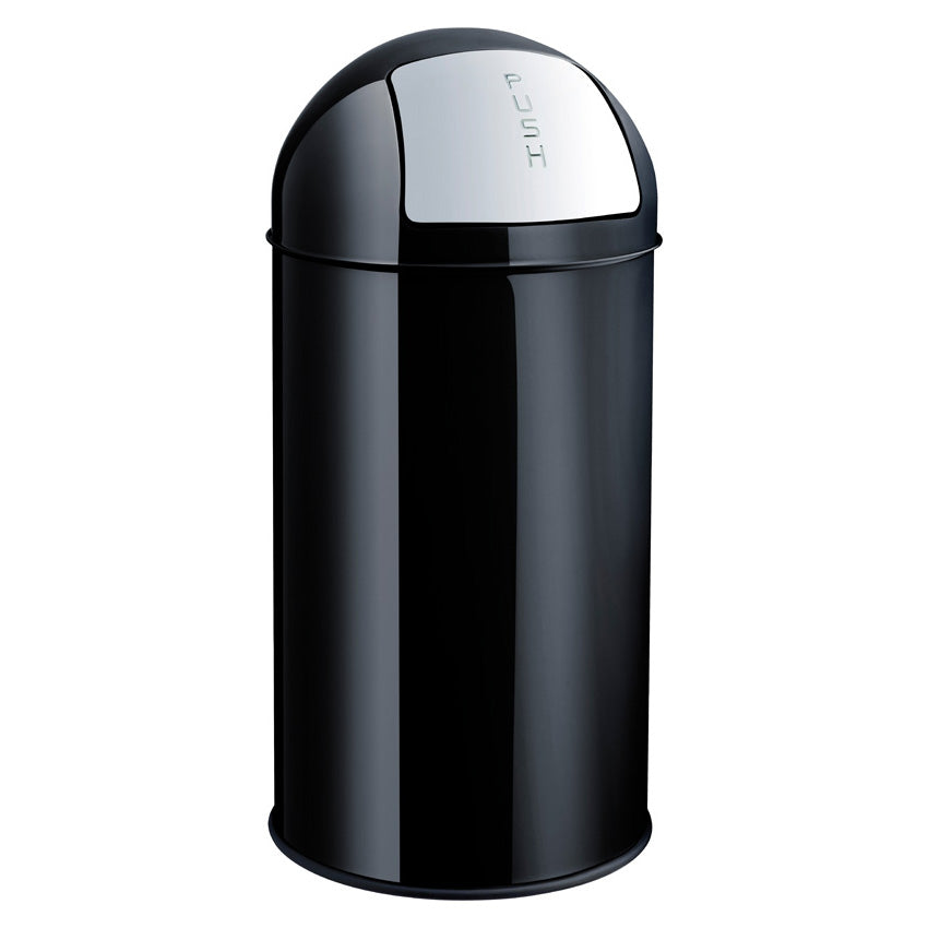 Helit Abfallcontainer – 50 l – mit Deckel – Stahl, Schwarz – Ø 360 × H 745 mm