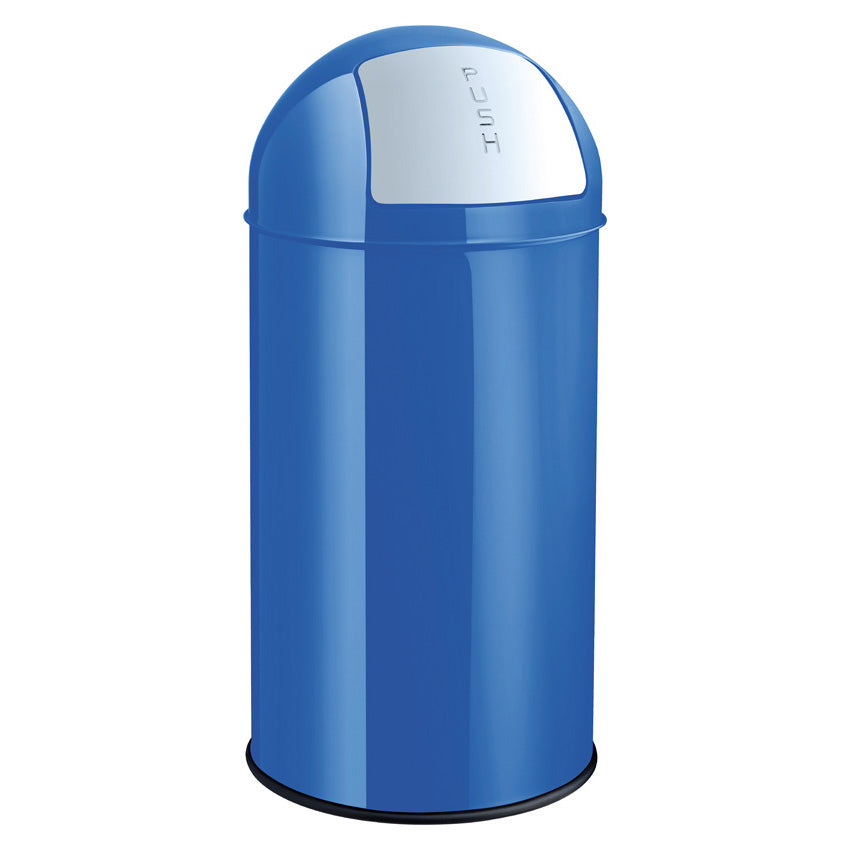 Helit Abfallcontainer – 50 l – mit Deckel – Stahl, Blau – Ø 360 × H 745 mm