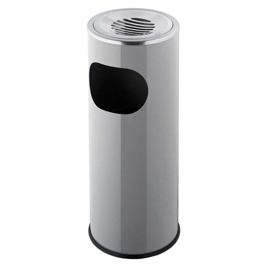 Helit Standascher – 13 l – Stahl, Lichtgrau – Gummibodenring, Selbstlöschend, Löschkopf – Ø 249 × H 605 mm