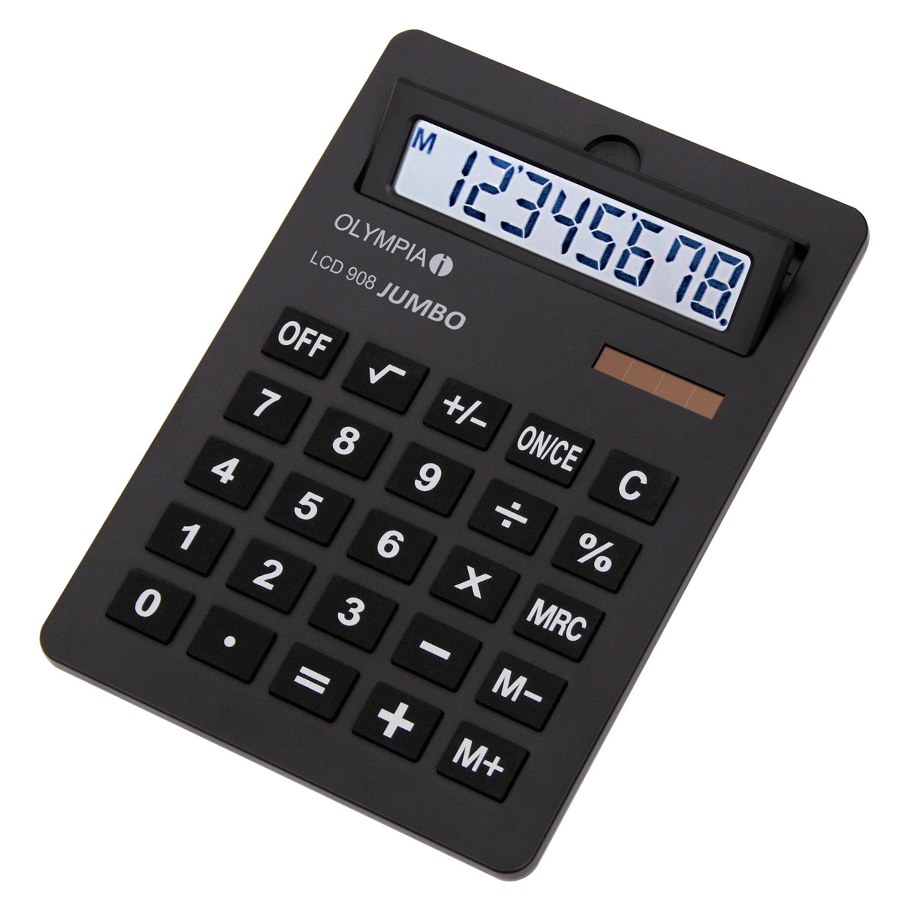 Olympia Tischrechner LCD 908 – 8-stellig – Solar/Batterie – Schwarz