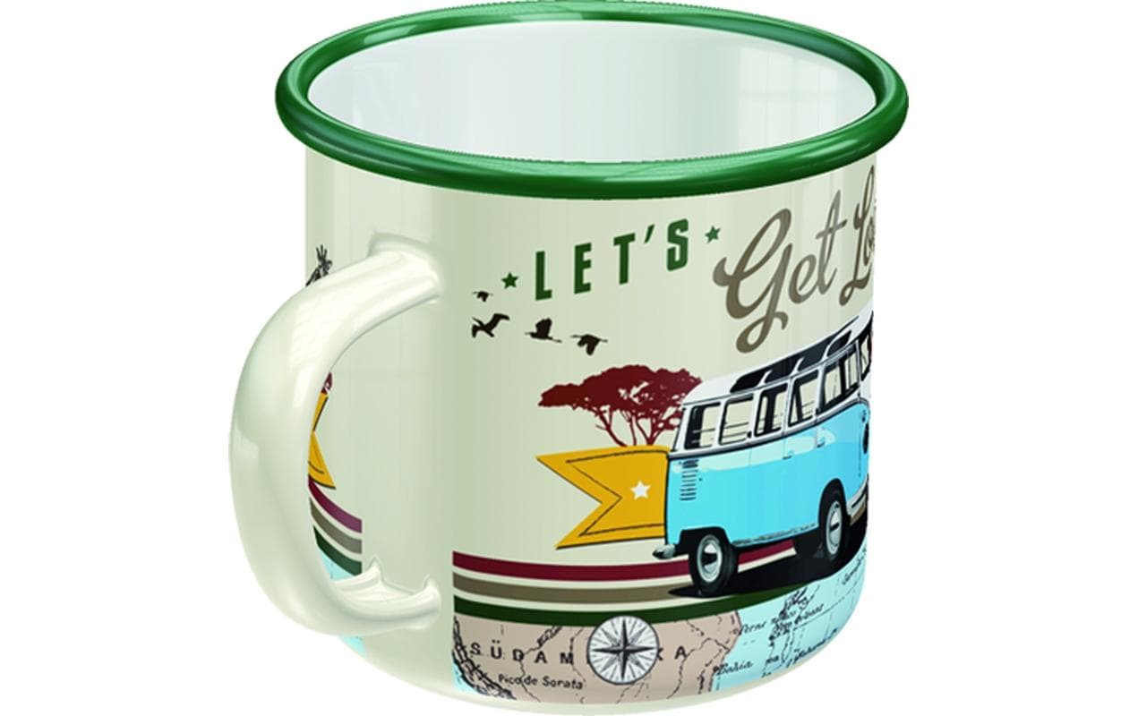 Nostalgic Art Emaillebecher VW Bulli Lost – 360 ml, Ø 8,0 cm, Emaille, Hellgrün