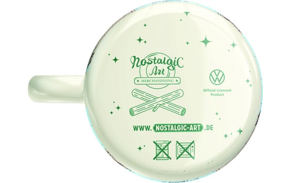 Nostalgic Art Emaillebecher VW Bulli Lost – 360 ml, Ø 8,0 cm, Emaille, Hellgrün