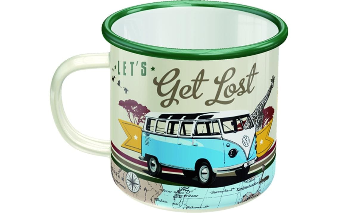 Nostalgic Art Emaillebecher VW Bulli Lost – 360 ml, Ø 8,0 cm, Emaille, Hellgrün