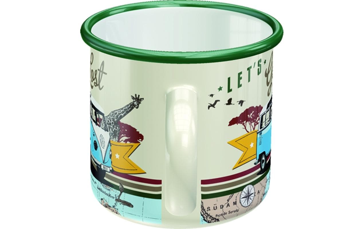 Nostalgic Art Emaillebecher VW Bulli Lost – 360 ml, Ø 8,0 cm, Emaille, Hellgrün