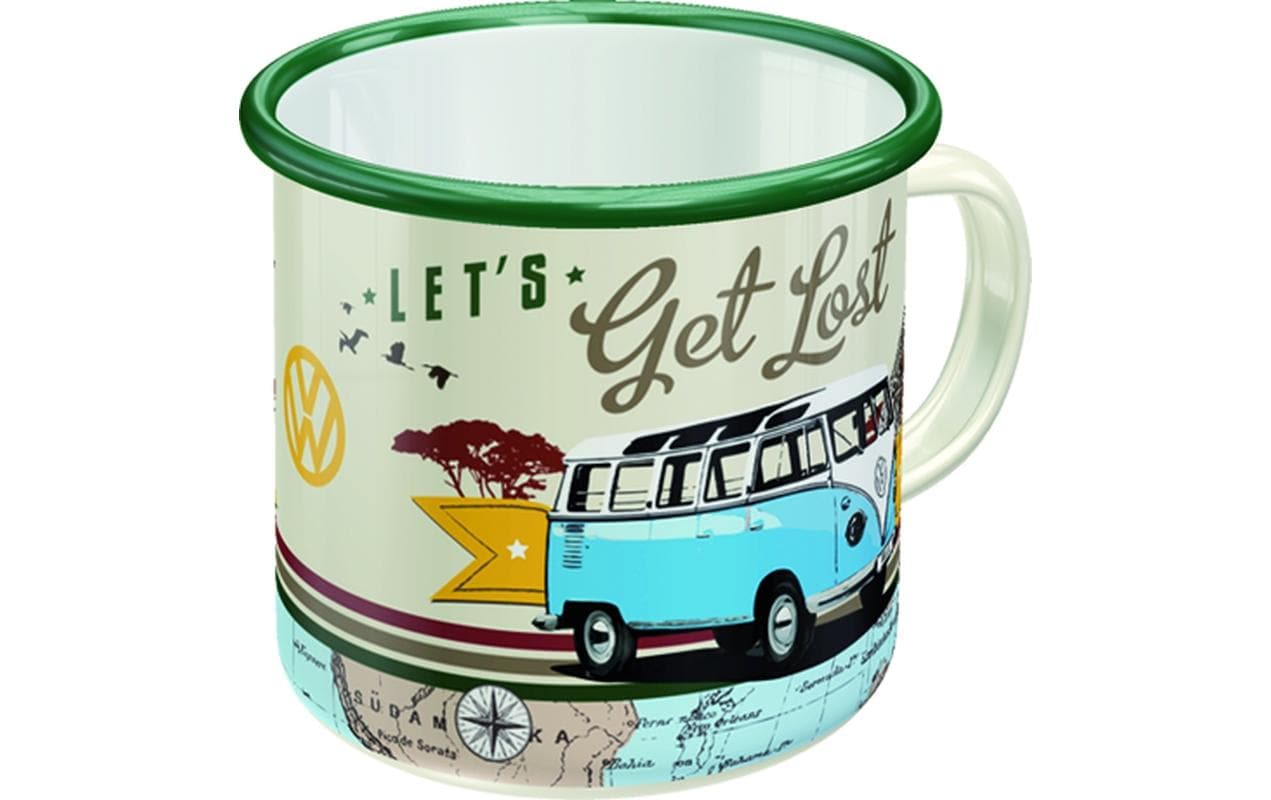 Nostalgic Art Emaillebecher VW Bulli Lost – 360 ml, Ø 8,0 cm, Emaille, Hellgrün