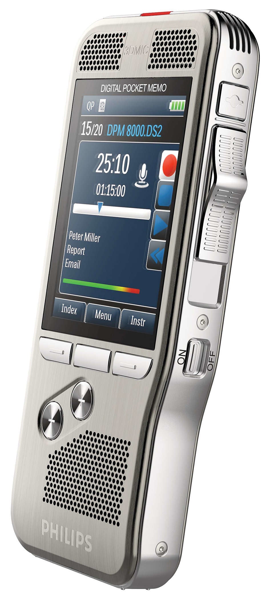 Philips Digital Pocket Memo 8300 Integrator – Digitales Diktiergerät – 30 h – Silber