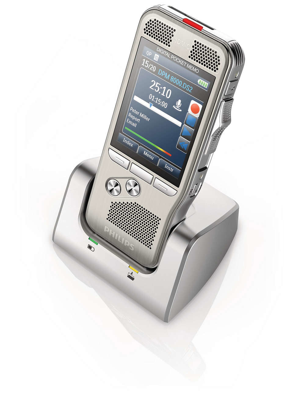 Philips Digital Pocket Memo 8300 Integrator – Digitales Diktiergerät – 30 h – Silber