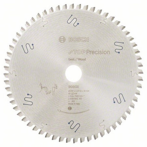 Bosch Professional – Kreissägeblatt, Top Precision Best Wood, 2608642102, 254 mm × 30 mm × 2,3 mm