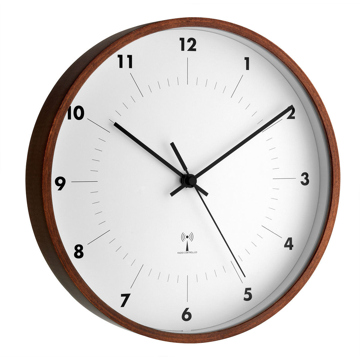TFA-Dostmann TFA Dostmann Wanduhr – Funk, analog, Ø 25,5 cm, Braun, Holz/Glas