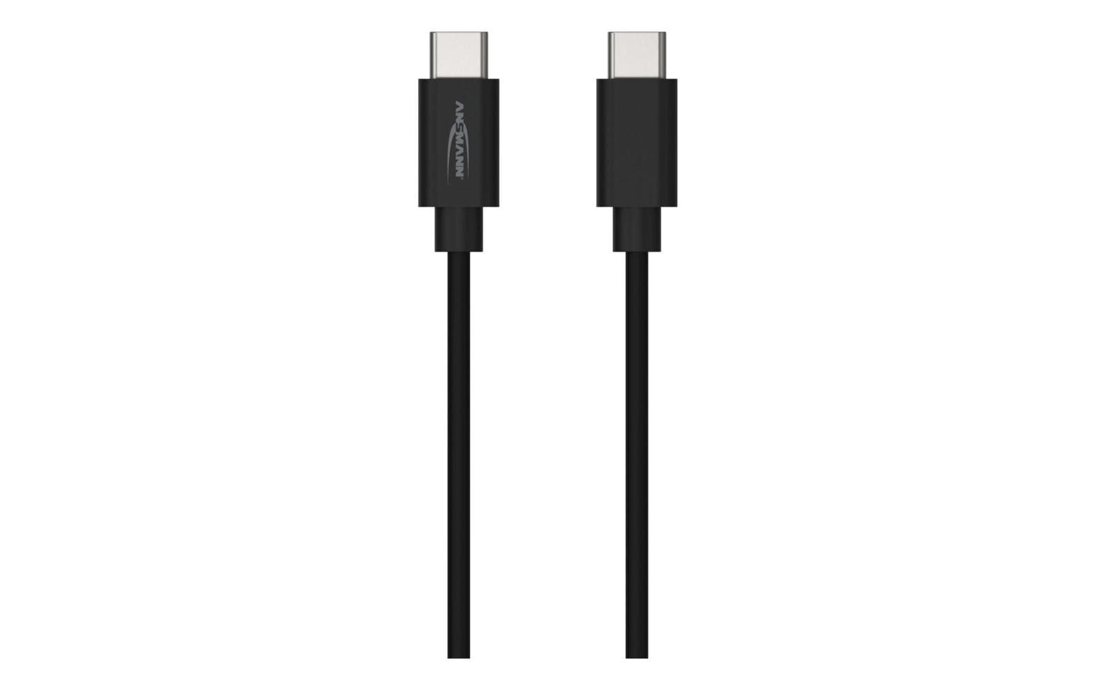 Ansmann USB-C auf USB-C Kabel – USB 3.2 Gen 1 (5 Gbit/s) – 1,2 m – TPE-Mantel – Schwarz
