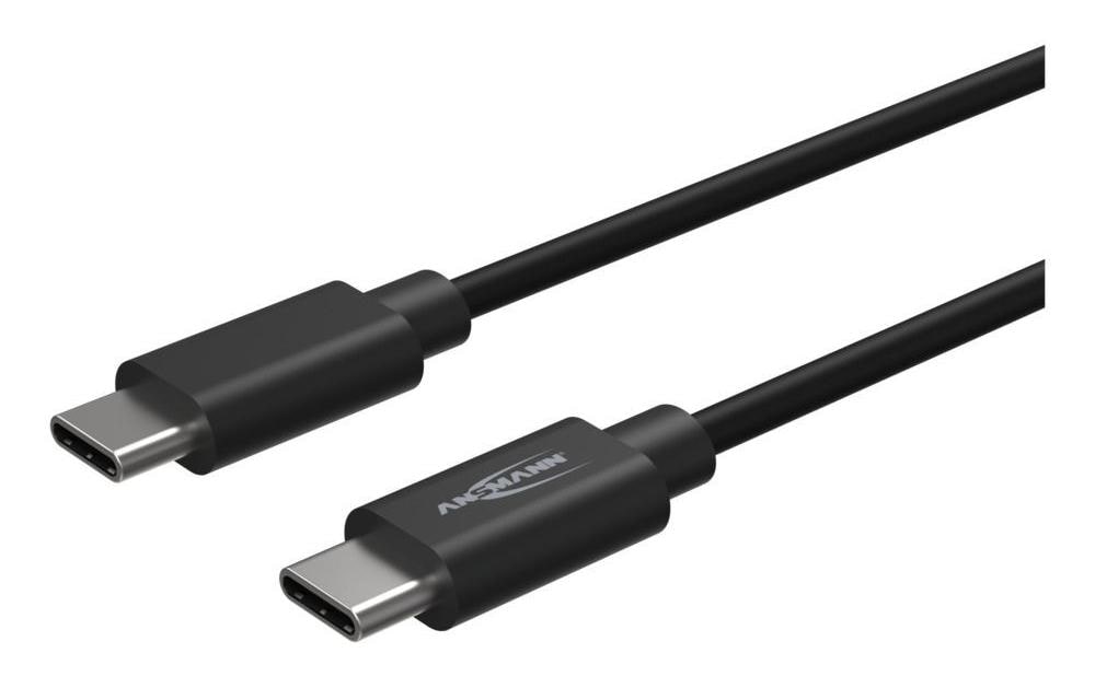 Ansmann USB-C auf USB-C Kabel – USB 3.2 Gen 1 (5 Gbit/s) – 1,2 m – TPE-Mantel – Schwarz