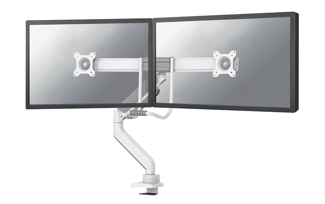 Neomounts DS75-450WH2 – Monitorarm, Dual, Tischklemme, bis 32", VESA 75 × 75/100 × 100 mm, 8 kg, weiss
