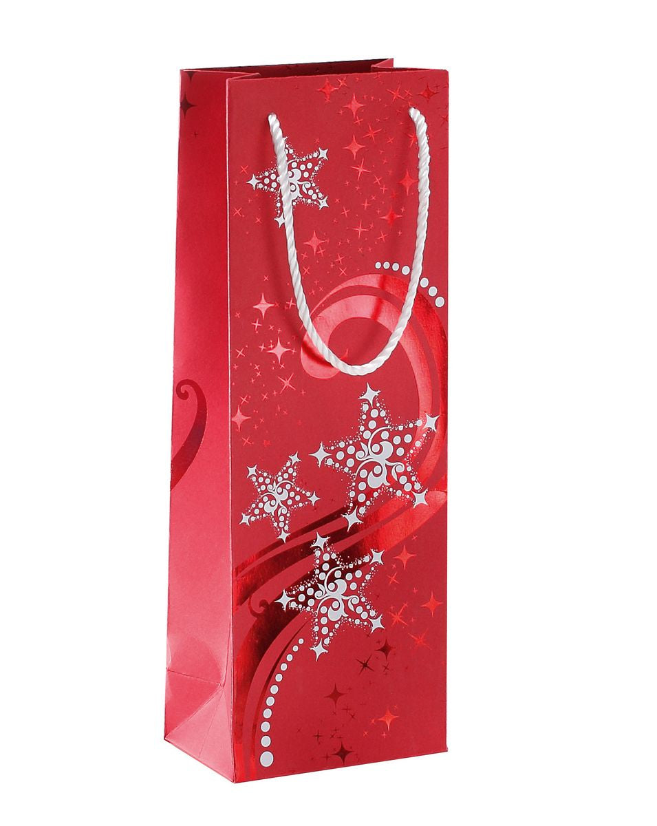 Sigel Flaschentüte Wave – 125 × 360 × 85 mm – für 1 Flasche – Weihnachten