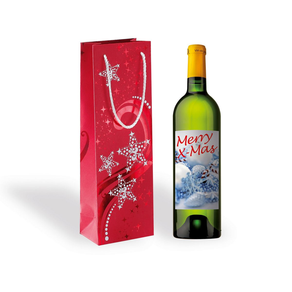 Sigel Flaschentüte Wave – 125 × 360 × 85 mm – für 1 Flasche – Weihnachten