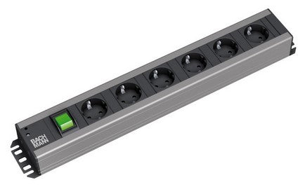 Bachmann Handwerkerleiste – Steckdosenleiste, 6× Schuko (Typ F), mit Schalter, 2 m, Überspannungsschutz, IP20