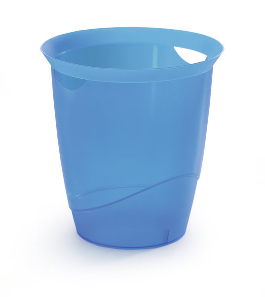 Durable Papierkorb TREND – 16 l – Kunststoff, rund – blau transluzent