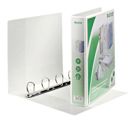 Leitz Präsentationsringbuch – 4-Ring – für A4 – Rückenbreite 4 cm – Weiss – Sichttasche