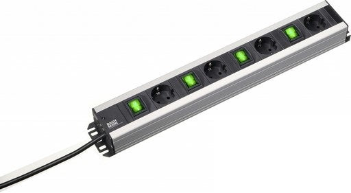 Bachmann Handwerkerleiste – Steckdosenleiste mit 4× Schuko (Typ F) Steckdosen, mit Schalter, 2 m, IP20