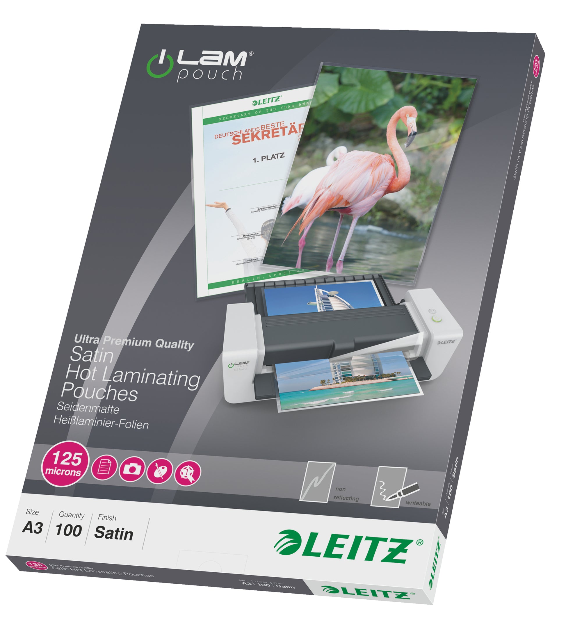 Leitz Laminierfolien A3, matt – 125 µm, 100 Stk.