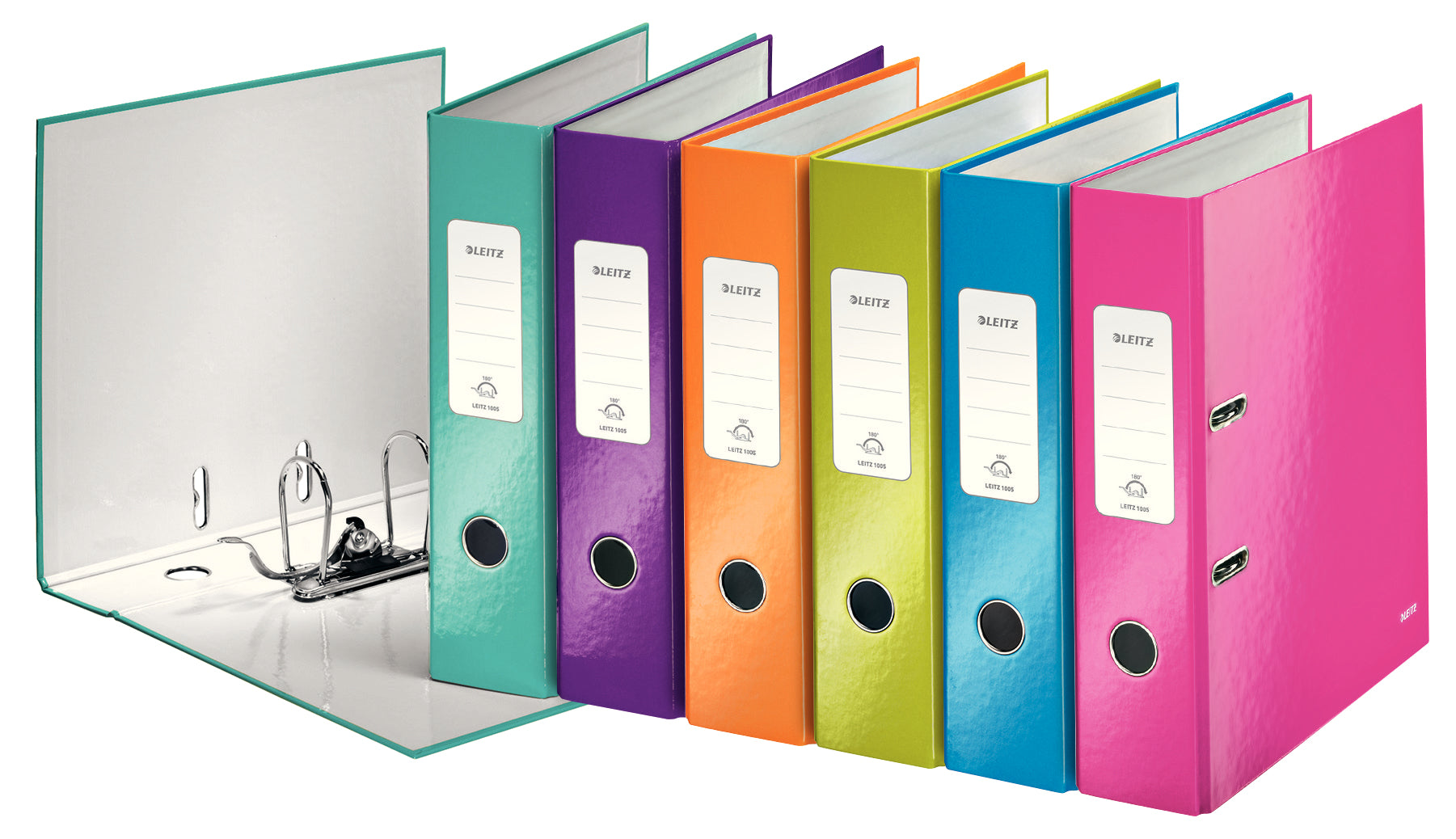 Leitz WOW 180° Ringbuch – 2-Ring – für A4 – Rückenbreite 8 cm – mehrfarbig