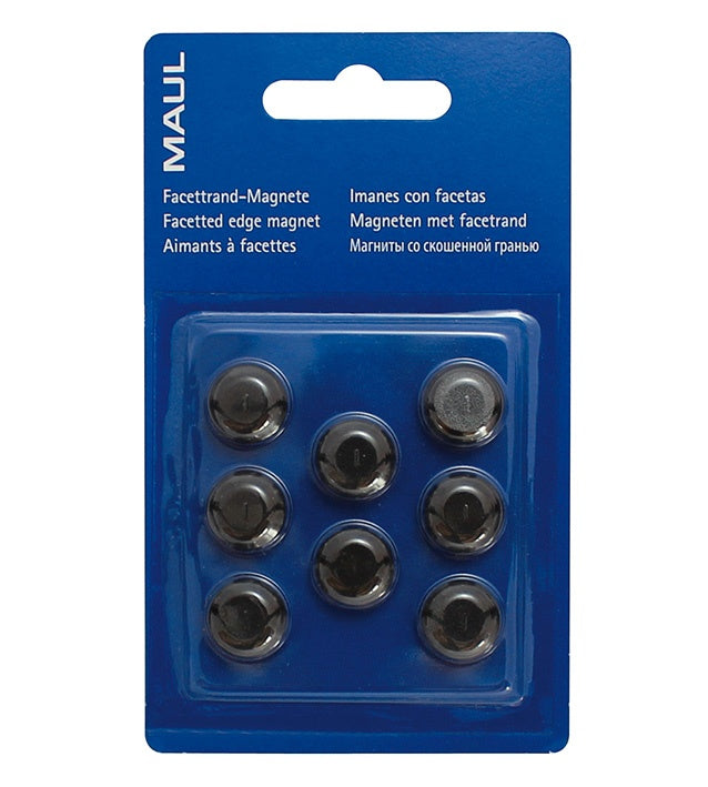 Maul – Magnete (rund, schwarz) – Ø 15 mm, H 7 mm, 8er-Pack – für Whiteboards