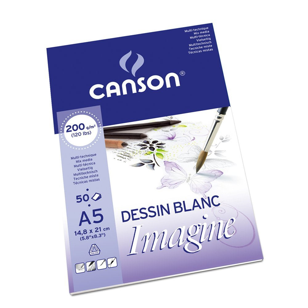 Canson Imagine Skizzenblock – A5 – 200 g/m² – 50 Blatt, weiss
