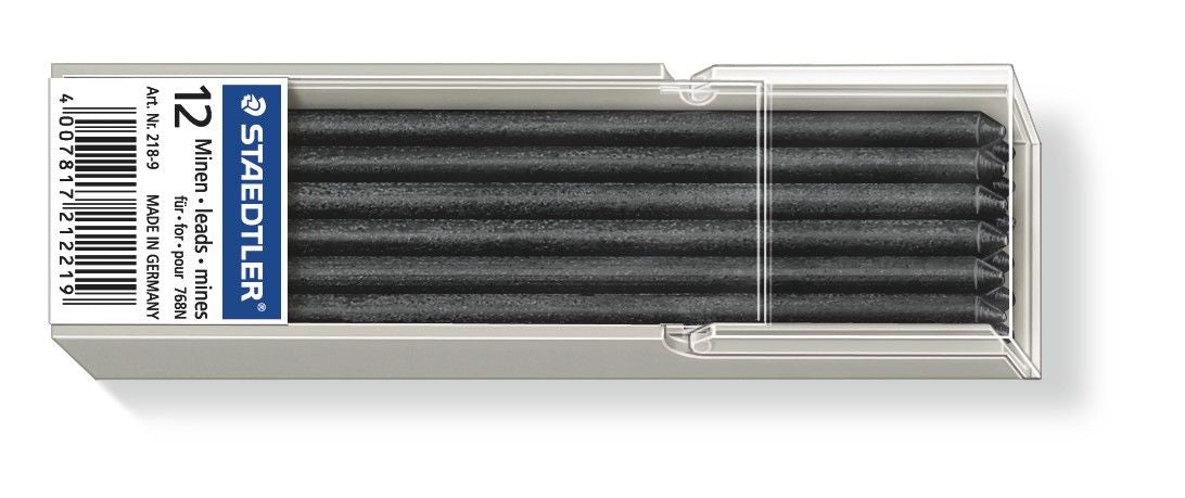 Staedtler Minen 218 für Lumocolor Omnichrom 768 – schwarz, 3 mm, 12 Stk.