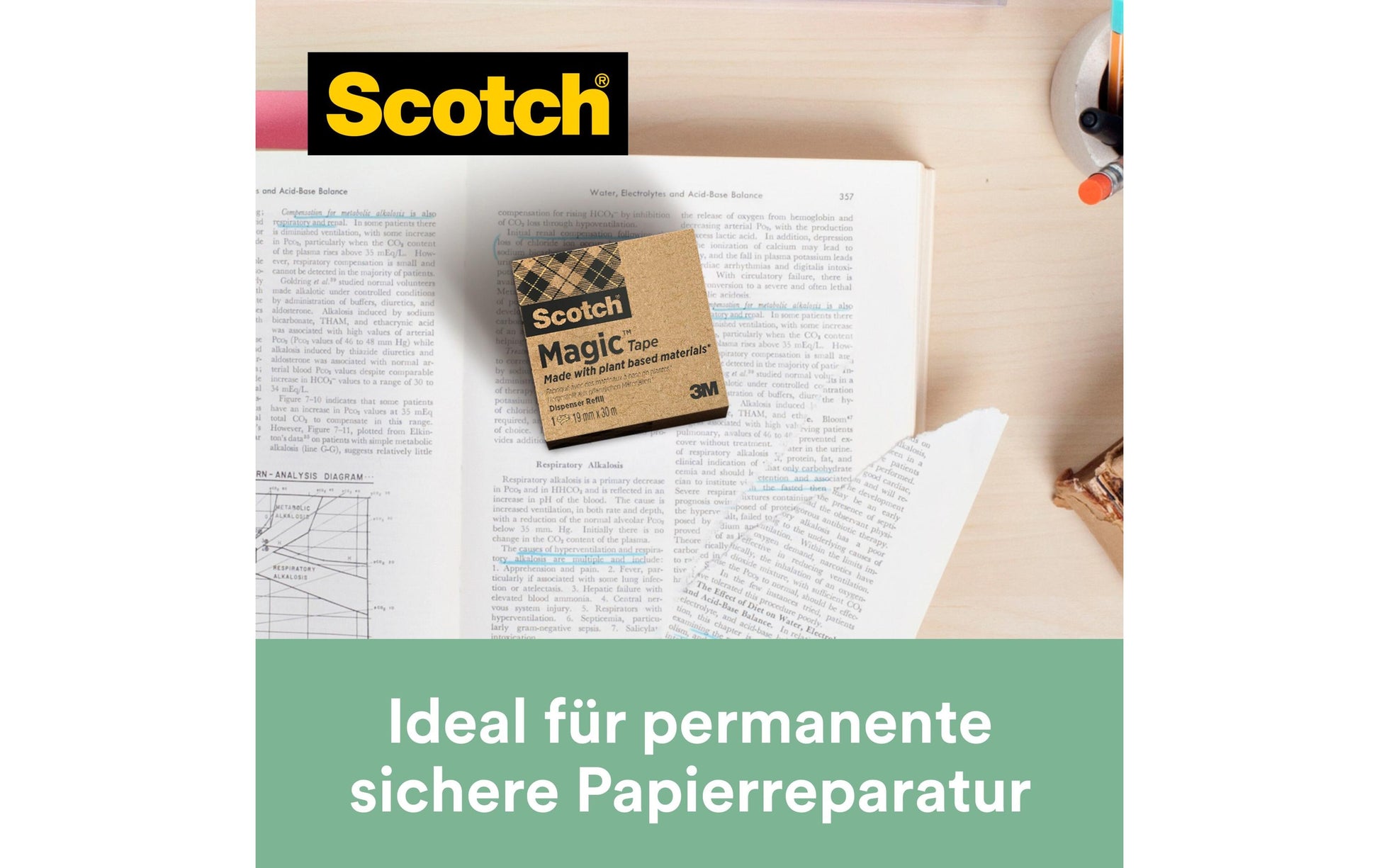 Scotch Tischabroller Magic – für Rollenbreite bis 19 mm, für Bandlänge bis 33 m, Kunststoff, inkl. 14 Rollen