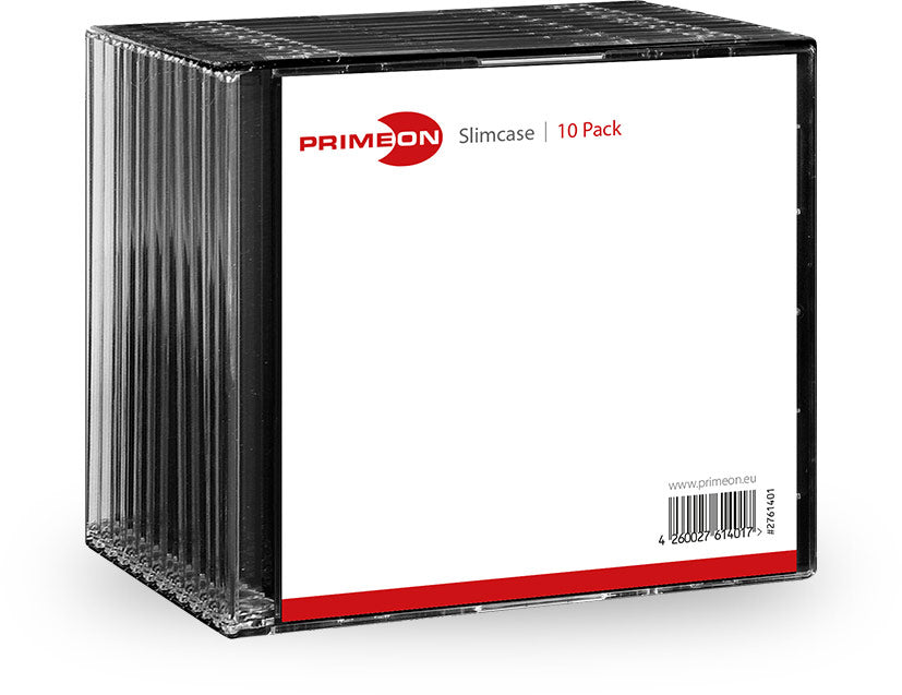 Primeon Slimcase Leerhülle – 1 Disk, Schwarz, 10er Pack