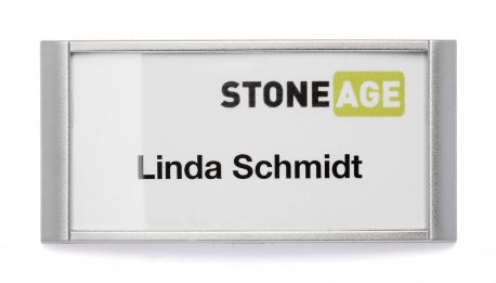 Durable CLASSIC Namensschild – 65 × 30 mm – Magnet, silber – Pack à 10
