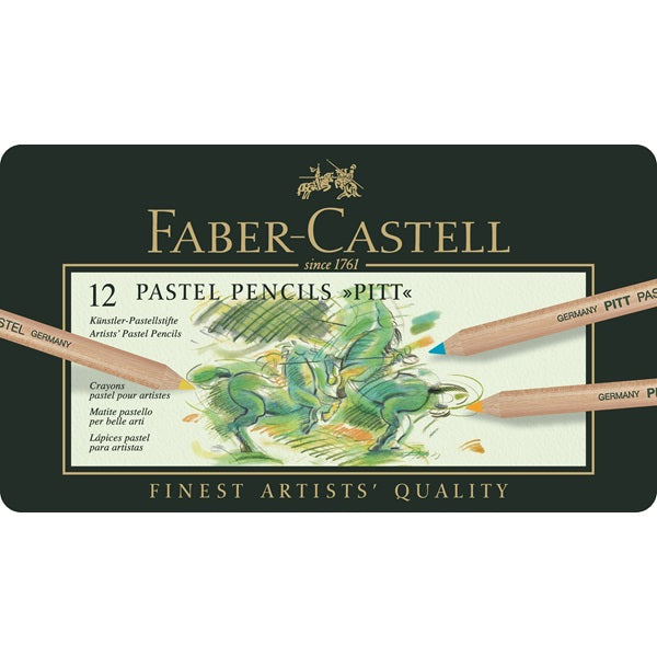 Faber-Castell Pastellstifte PITT PASTELL – 12 Farben, im Metalletui