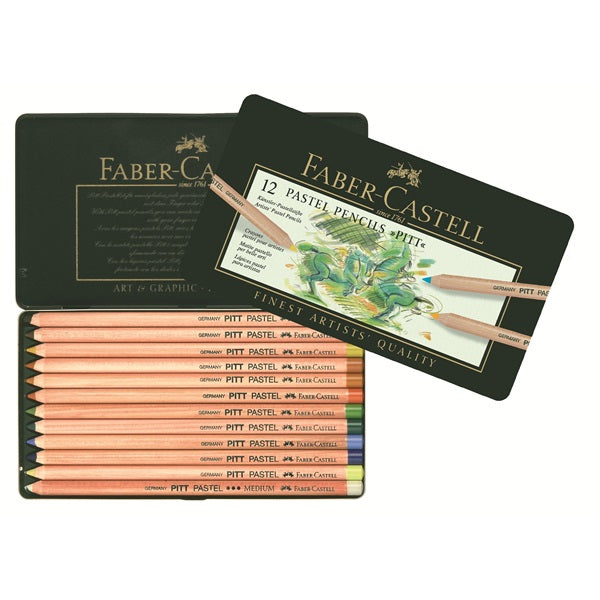 Faber-Castell Pastellstifte PITT PASTELL – 12 Farben, im Metalletui