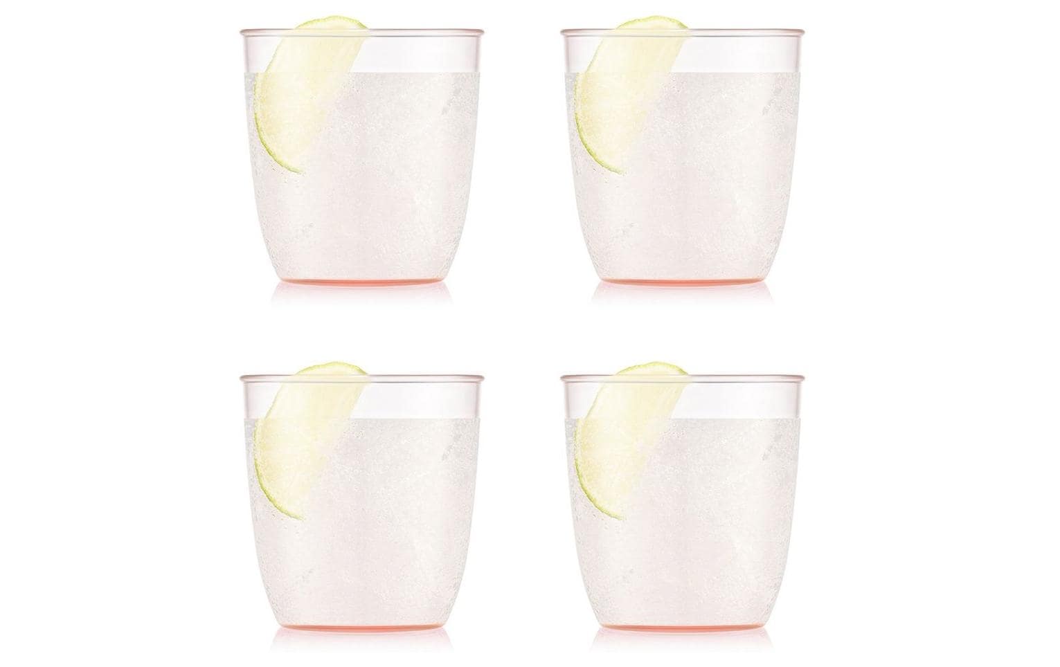 Bodum KVADRANT Becher – 4er Set, 200 ml, 7,3 × 7,2 × 7,3 cm, Kunststoff, Rosa, stapelbar