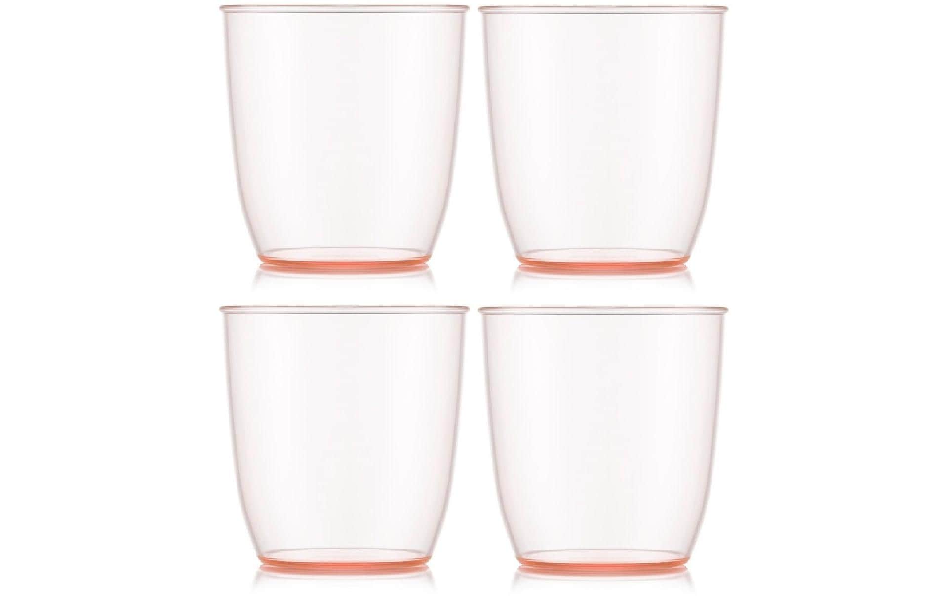 Bodum KVADRANT Becher – 4er Set, 200 ml, 7,3 × 7,2 × 7,3 cm, Kunststoff, Rosa, stapelbar